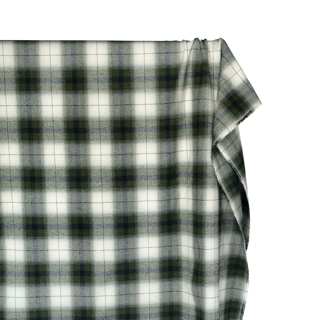 Plaid Cotton Flannel - Dill/Midnight Blue/Ivory | Blackbird Fabrics