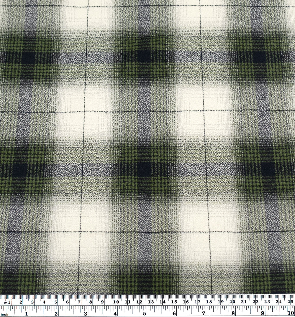 Plaid Cotton Flannel - Dill/Midnight Blue/Ivory | Blackbird Fabrics