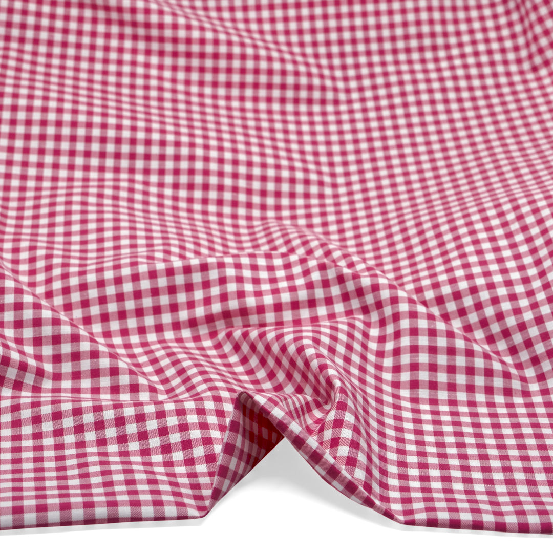 Gingham Cotton Linen Blend - Raspberry | Blackbird Fabrics