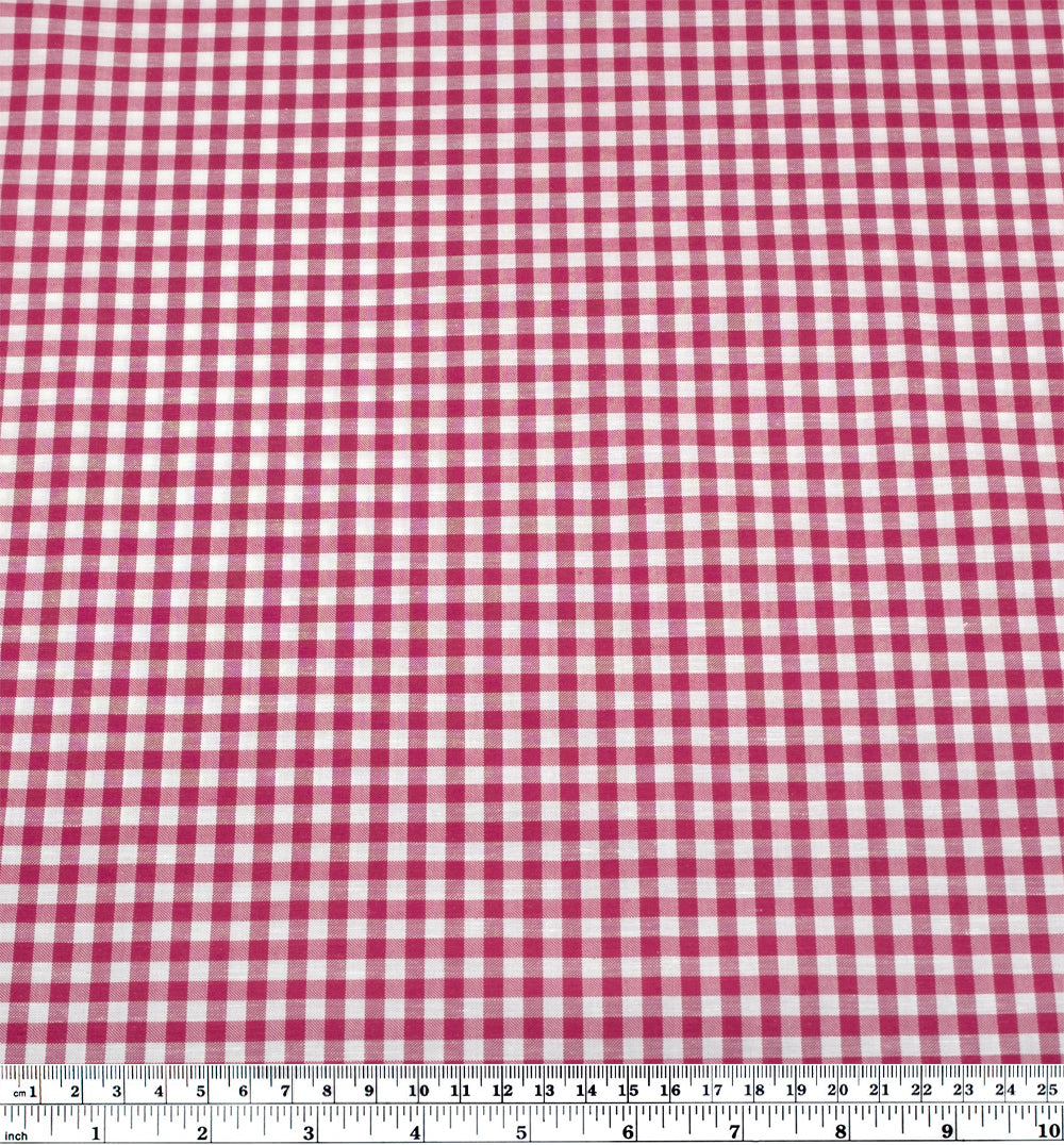 Gingham Cotton Linen Blend - Raspberry | Blackbird Fabrics