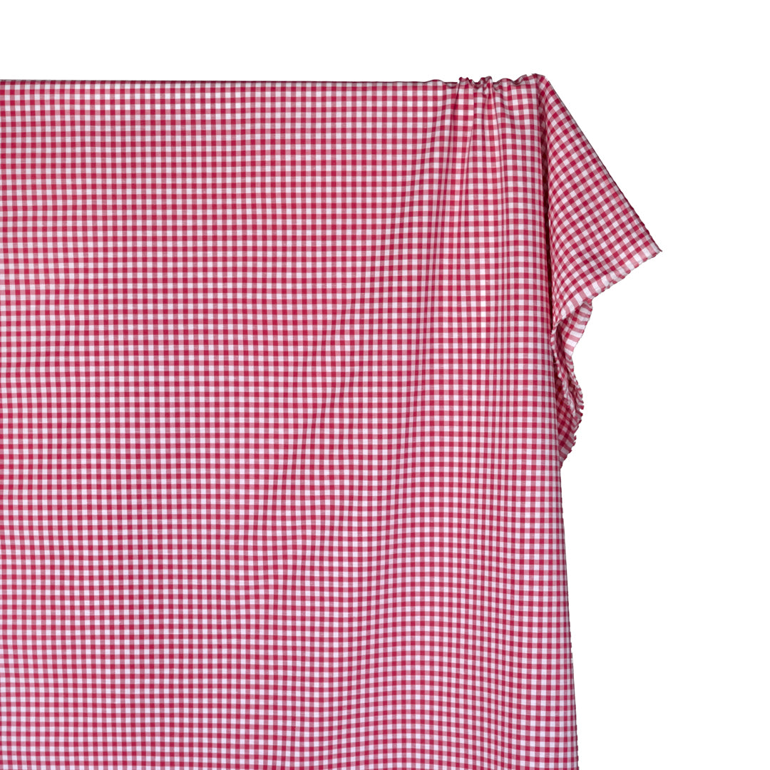 Gingham Cotton Linen Blend - Raspberry | Blackbird Fabrics