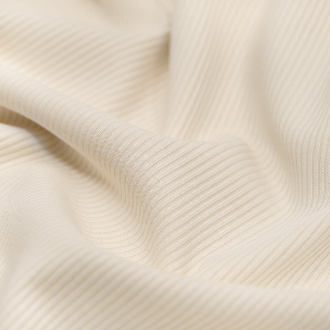 Modal Blend Micro Rib Knit - Ivory | Blackbird Fabrics