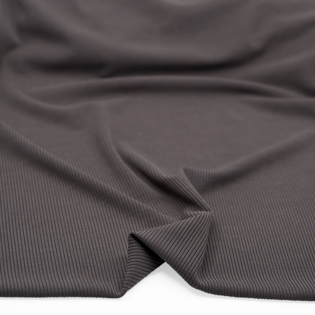 Modal Blend Micro Rib Knit - Pewter | Blackbird Fabrics