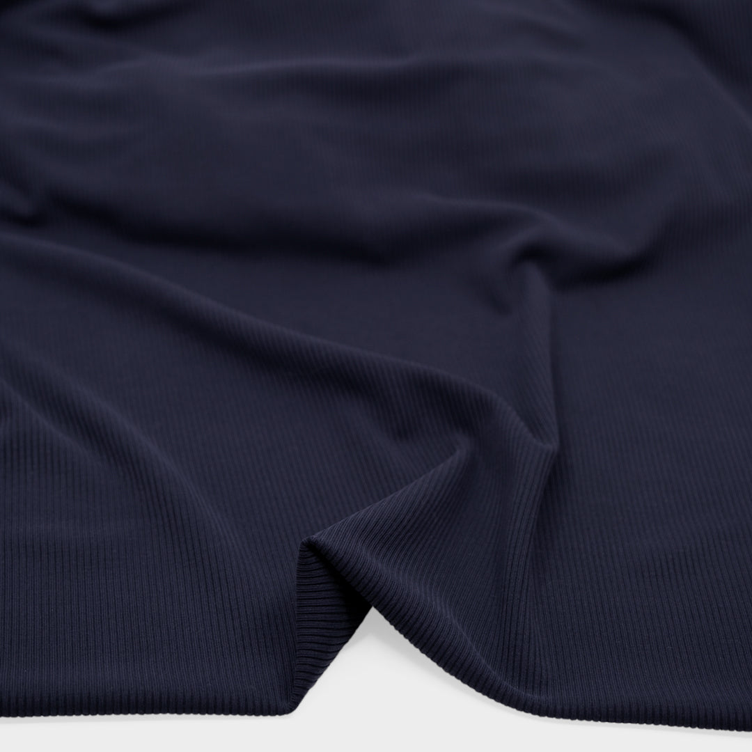 Modal Blend Micro Rib Knit - Deep Indigo