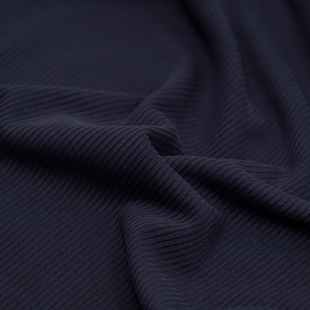 Modal Blend Micro Rib Knit - Deep Indigo