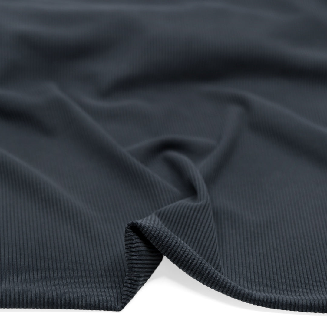 Modal Blend Micro Rib Knit - Graphite | Blackbird Fabrics