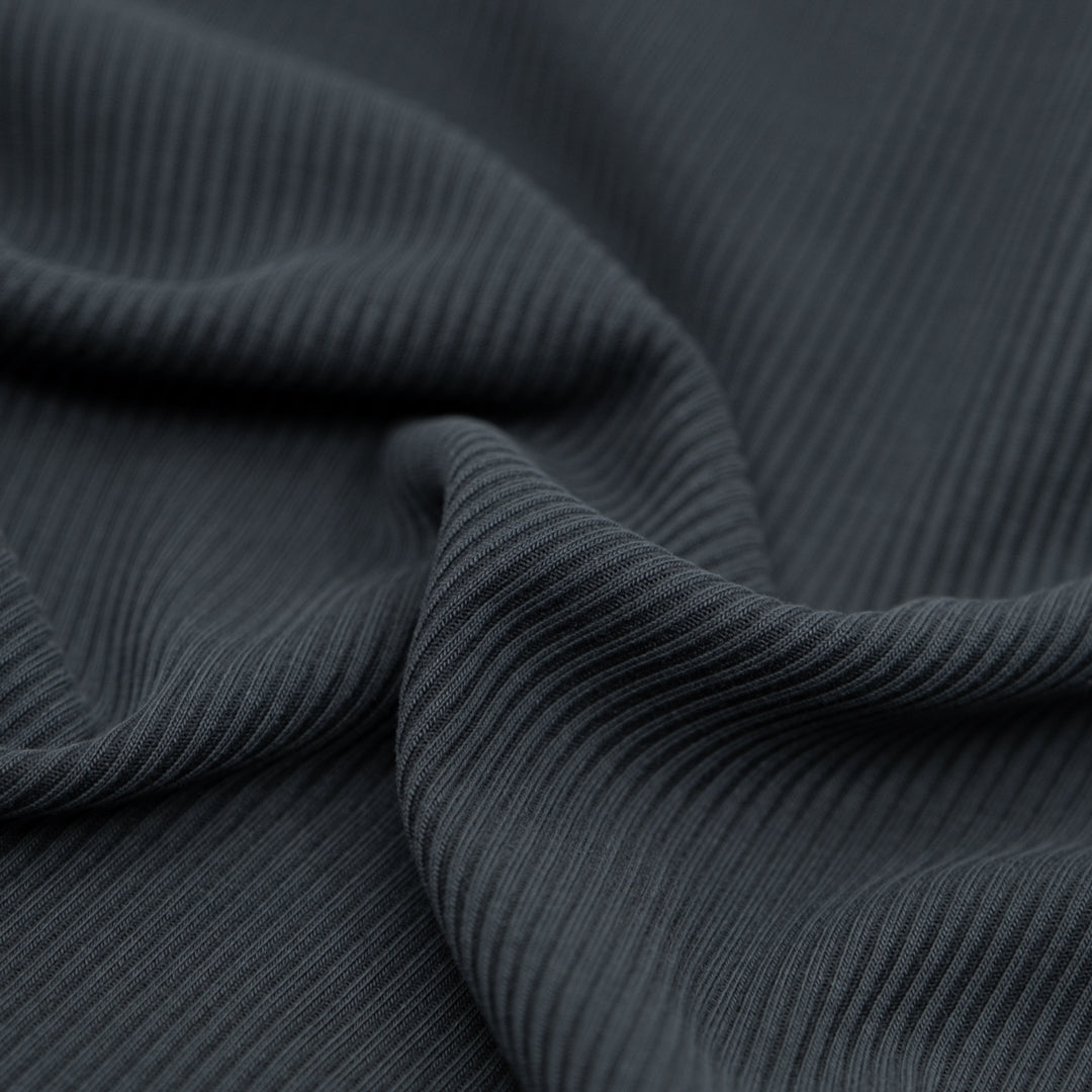 Modal Blend Micro Rib Knit - Graphite | Blackbird Fabrics