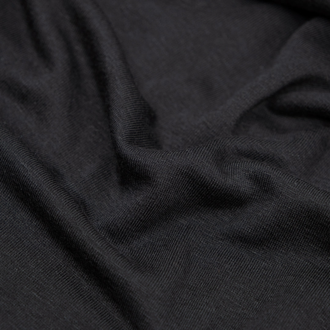 Layer Up Lyocell Wool Blend Jersey - Black | Blackbird Fabrics