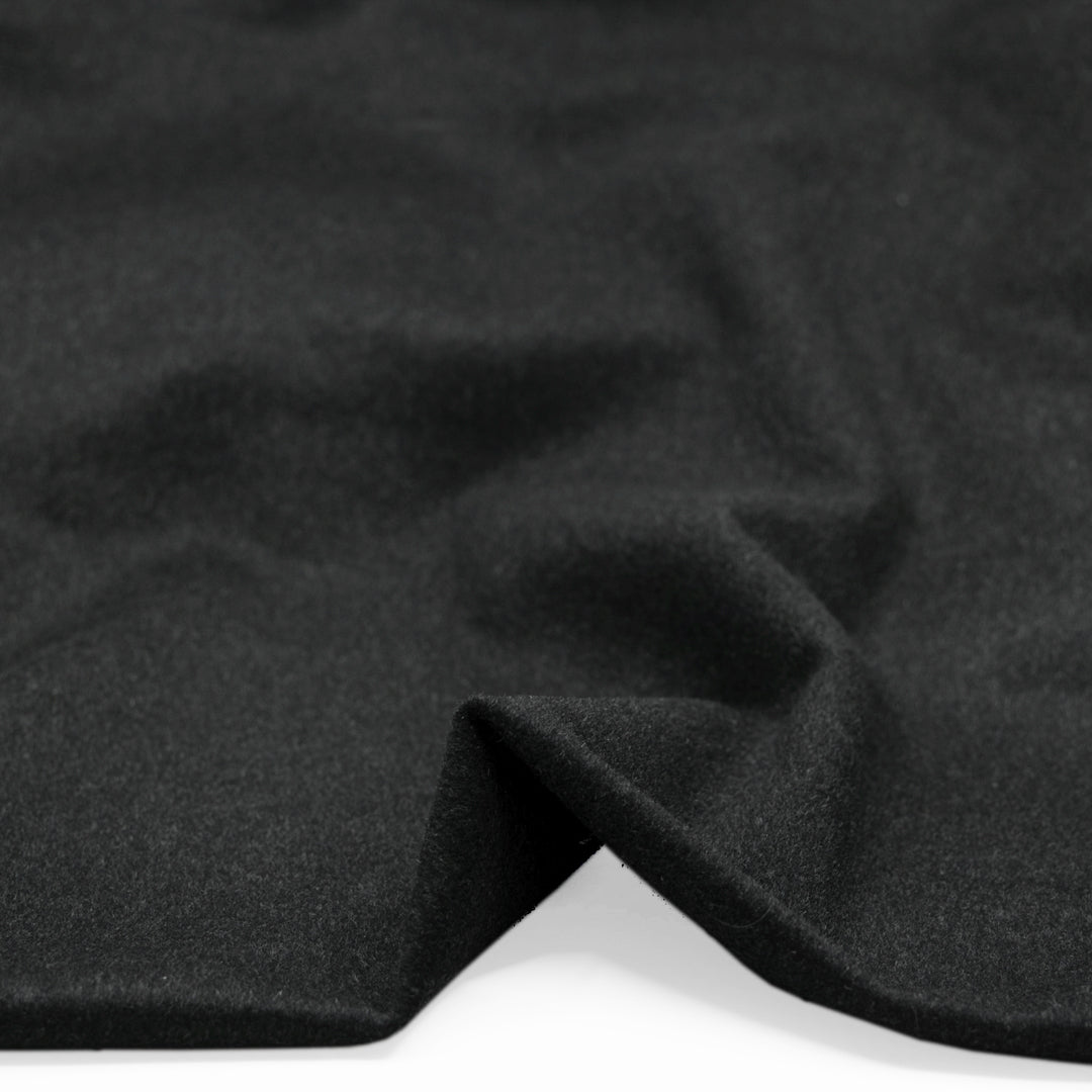 Brushed Melton Wool Blend Coating - Heather Charcoal | Blackbird Fabrics