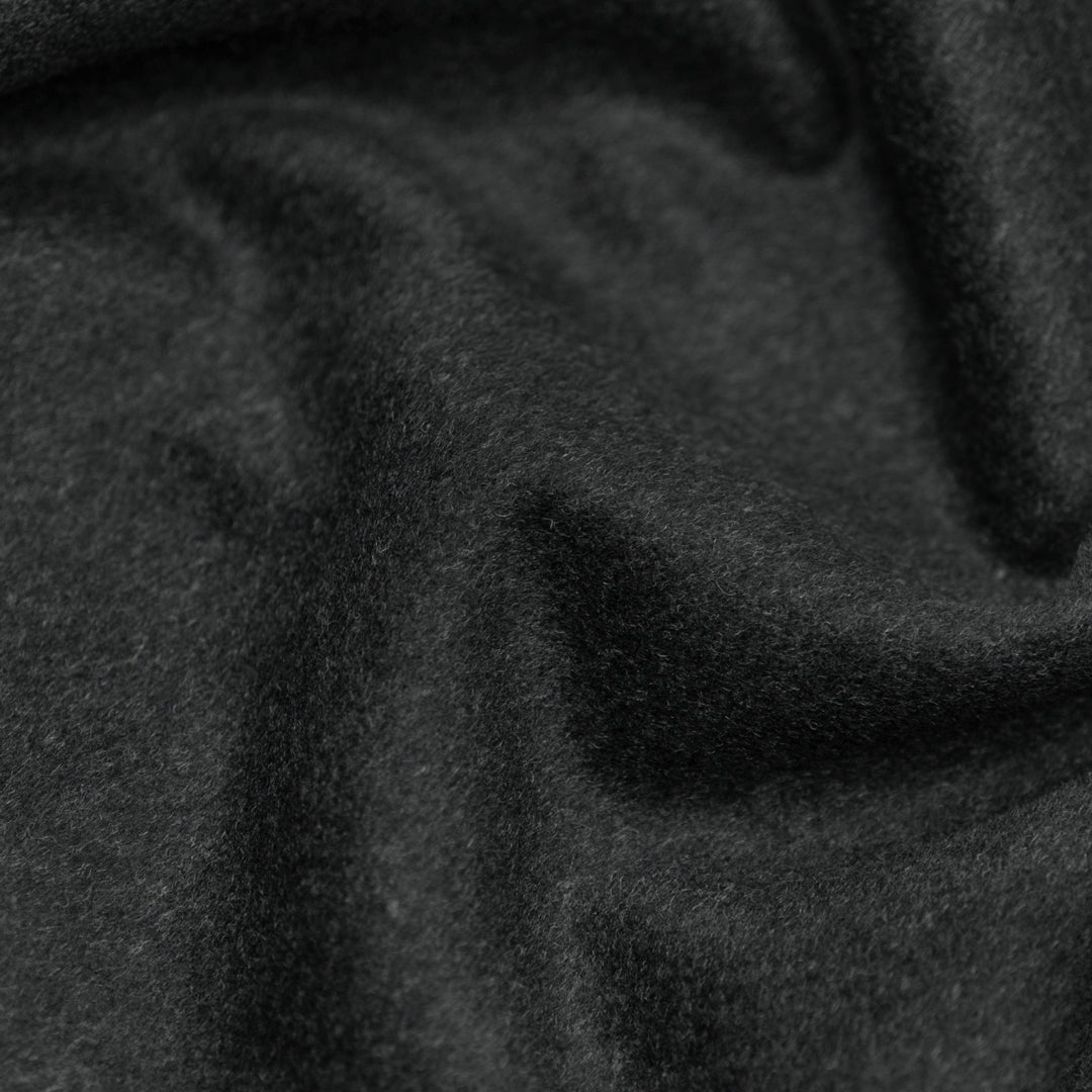 Brushed Melton Wool Blend Coating - Heather Charcoal | Blackbird Fabrics