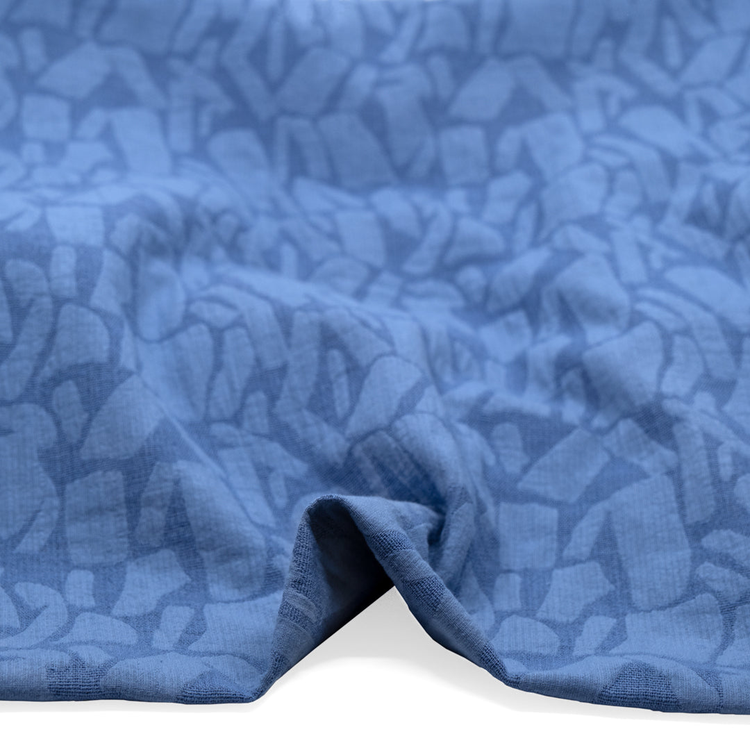 Abstract Textured Cotton Blend Jacquard - Blue Pool | Blackbird Fabrics