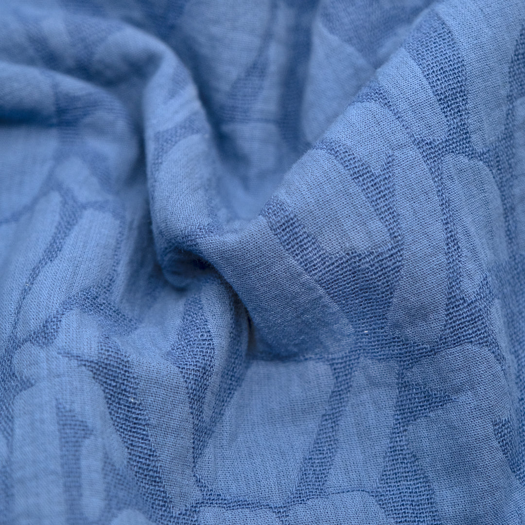 Abstract Textured Cotton Blend Jacquard - Blue Pool | Blackbird Fabrics