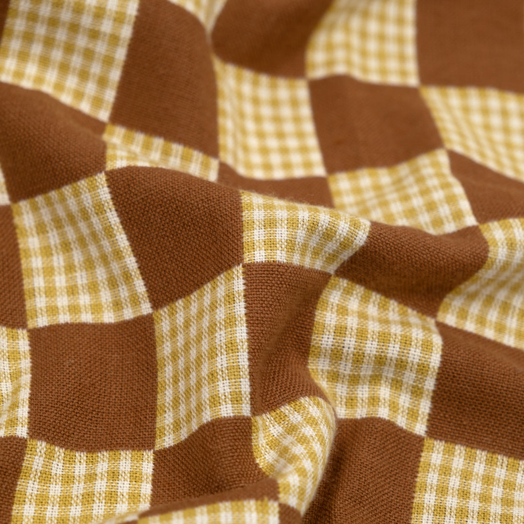 Fableism Checkers Cotton - Umber | Blackbird Fabrics