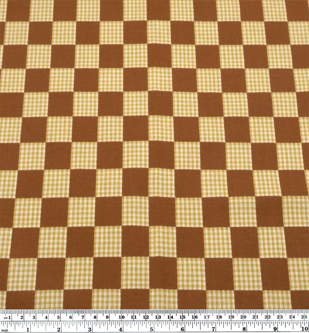 Fableism Checkers Cotton - Umber | Blackbird Fabrics