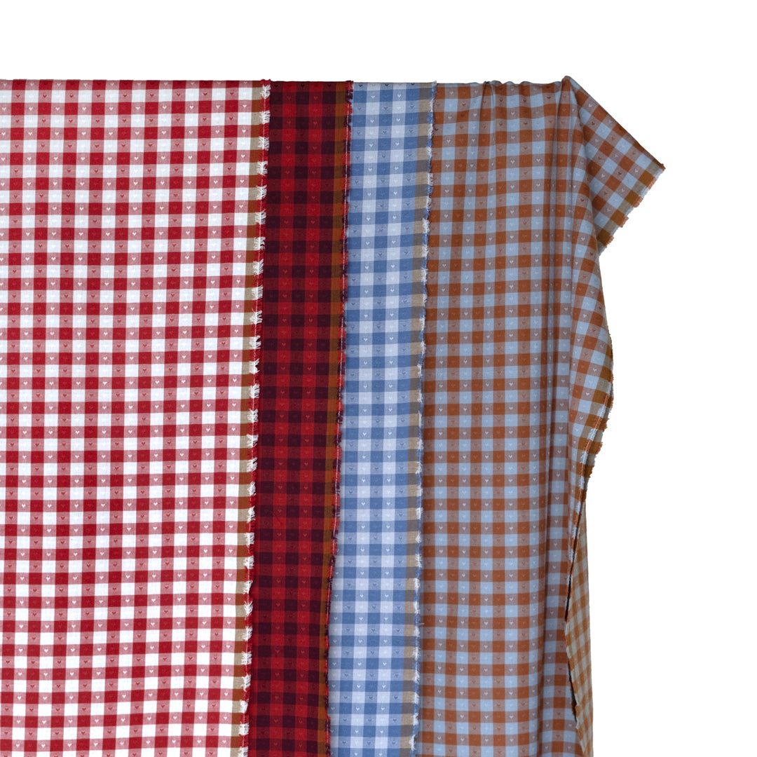 Fableism Dobby Hearts Gingham Cotton | Blackbird Fabrics