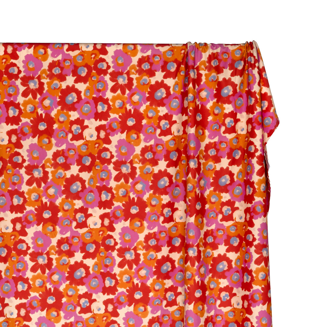 Flower Child Recycled Nylon Swim Tricot - Buttermilk/Crimson | Blackbird Fabrics