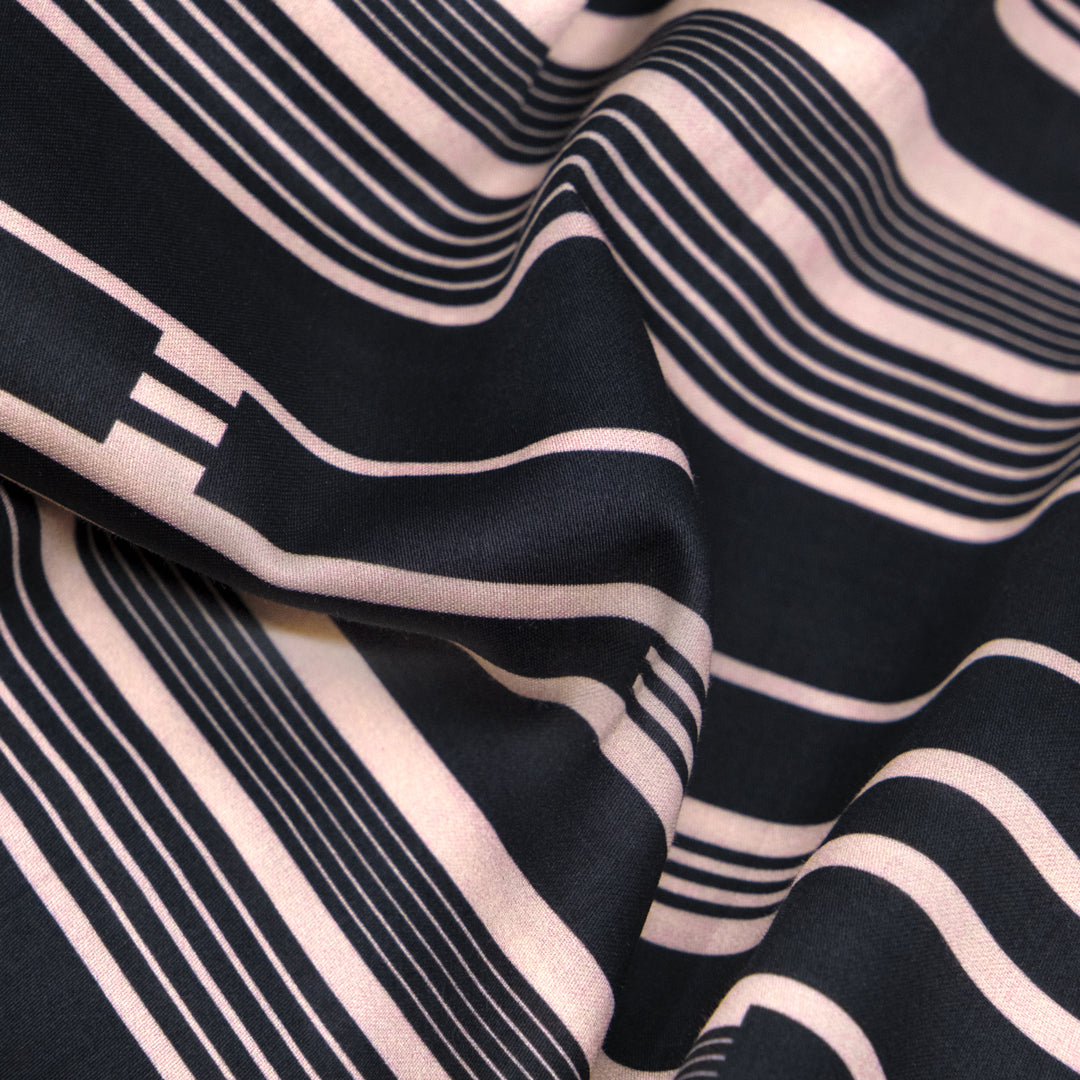 Deadstock Barcode Stripe Cotton Sateen - Black/Blush | Blackbird Fabrics