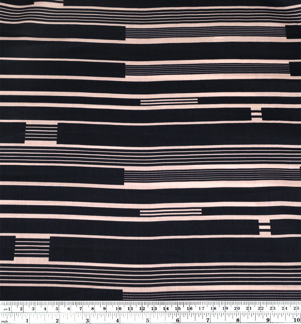 Deadstock Barcode Stripe Cotton Sateen - Black/Blush | Blackbird Fabrics