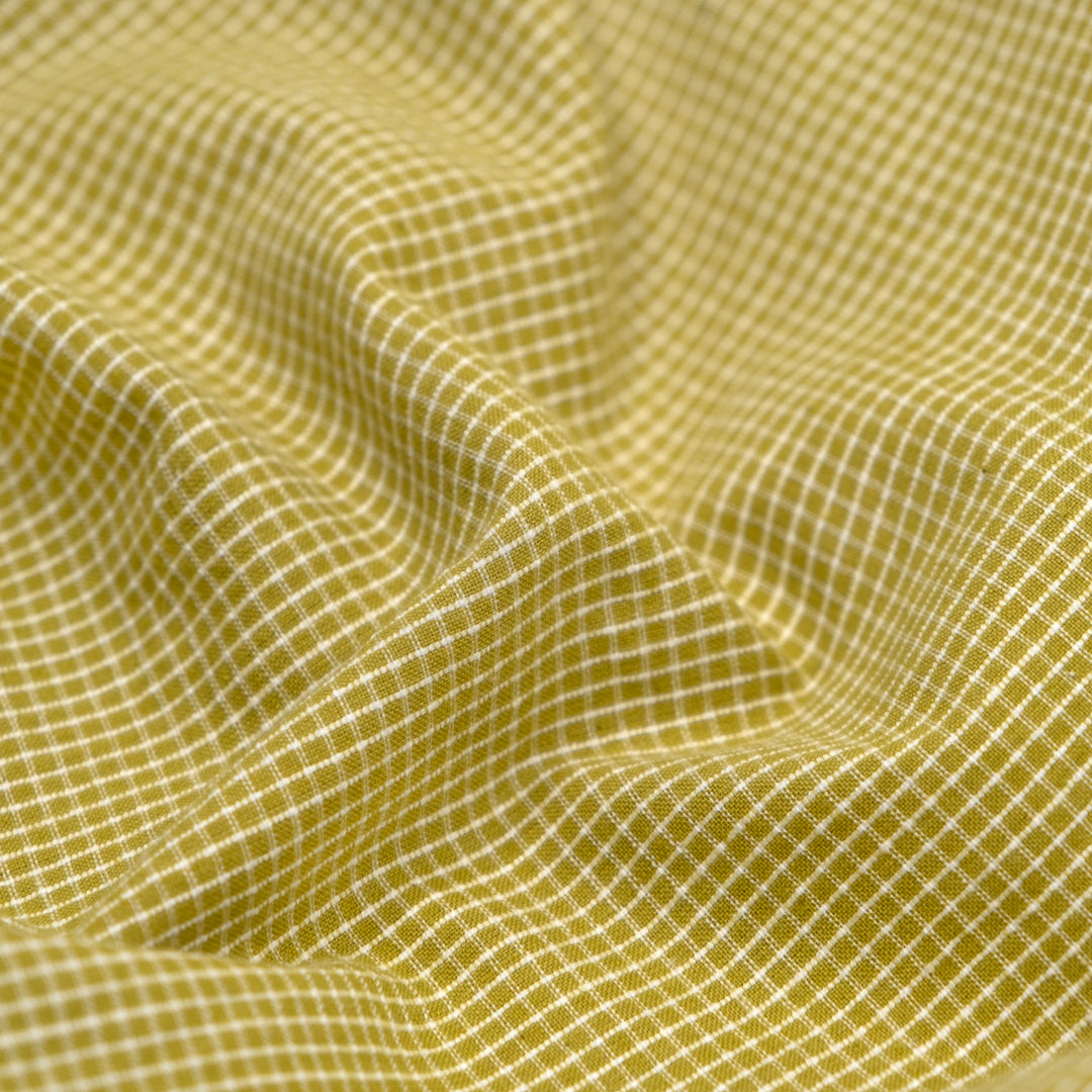 Mini Check Handwoven Cotton - Pear | Blackbird Fabrics