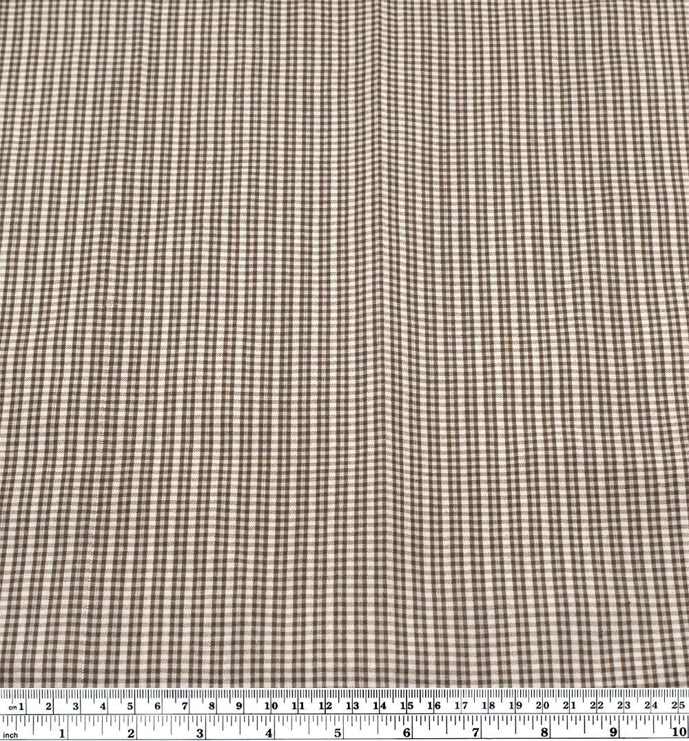 Mini Plaid Handwoven Cotton - Ivory/Khaki | Blackbird Fabrics