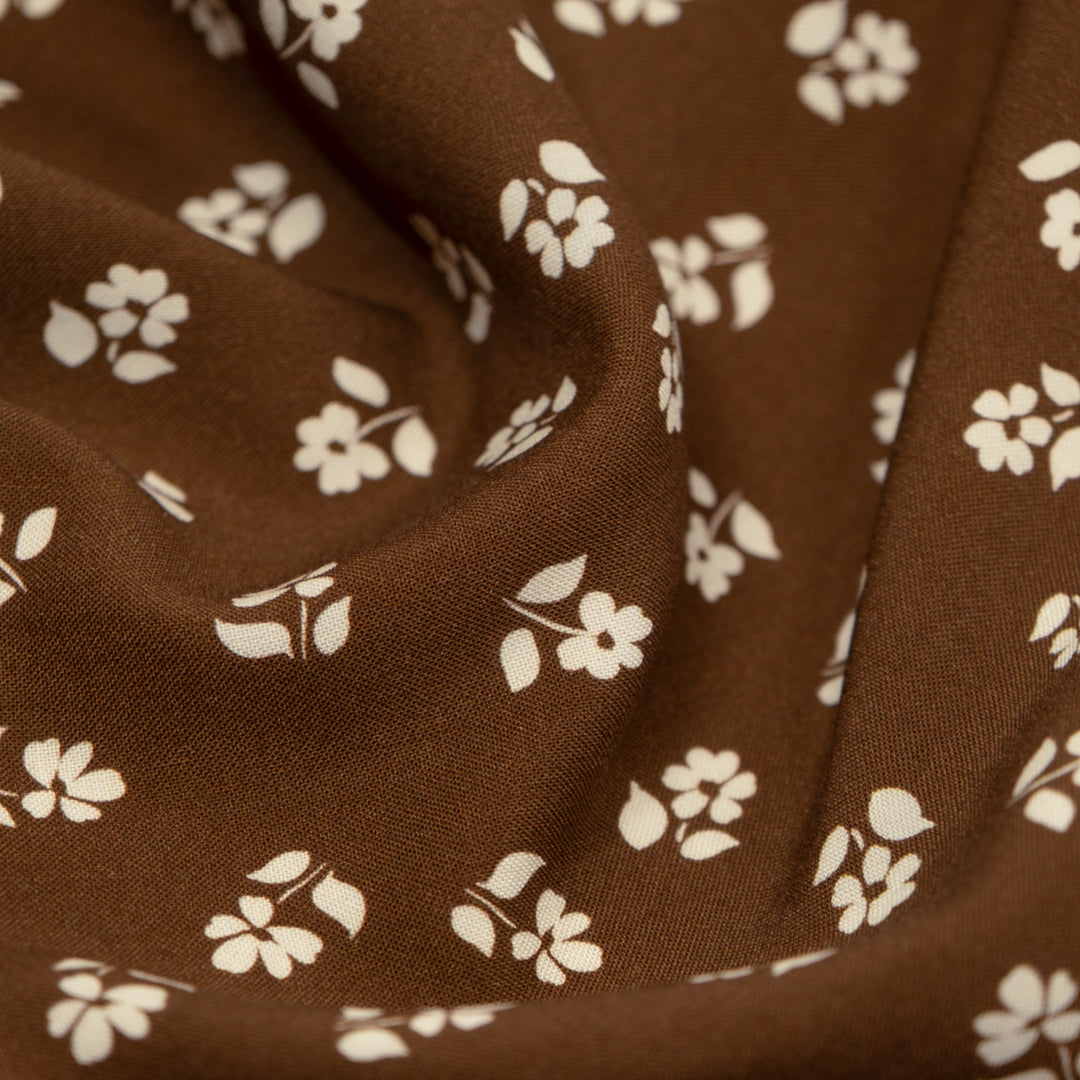 Perfect Posy Printed Viscose Challis - Nutshell | Blackbird Fabrics