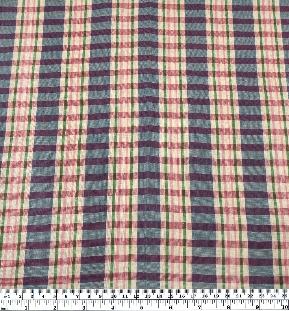 Plaid Handwoven Cotton - Cream/Ocean/Pink/Green | Blackbird Fabrics