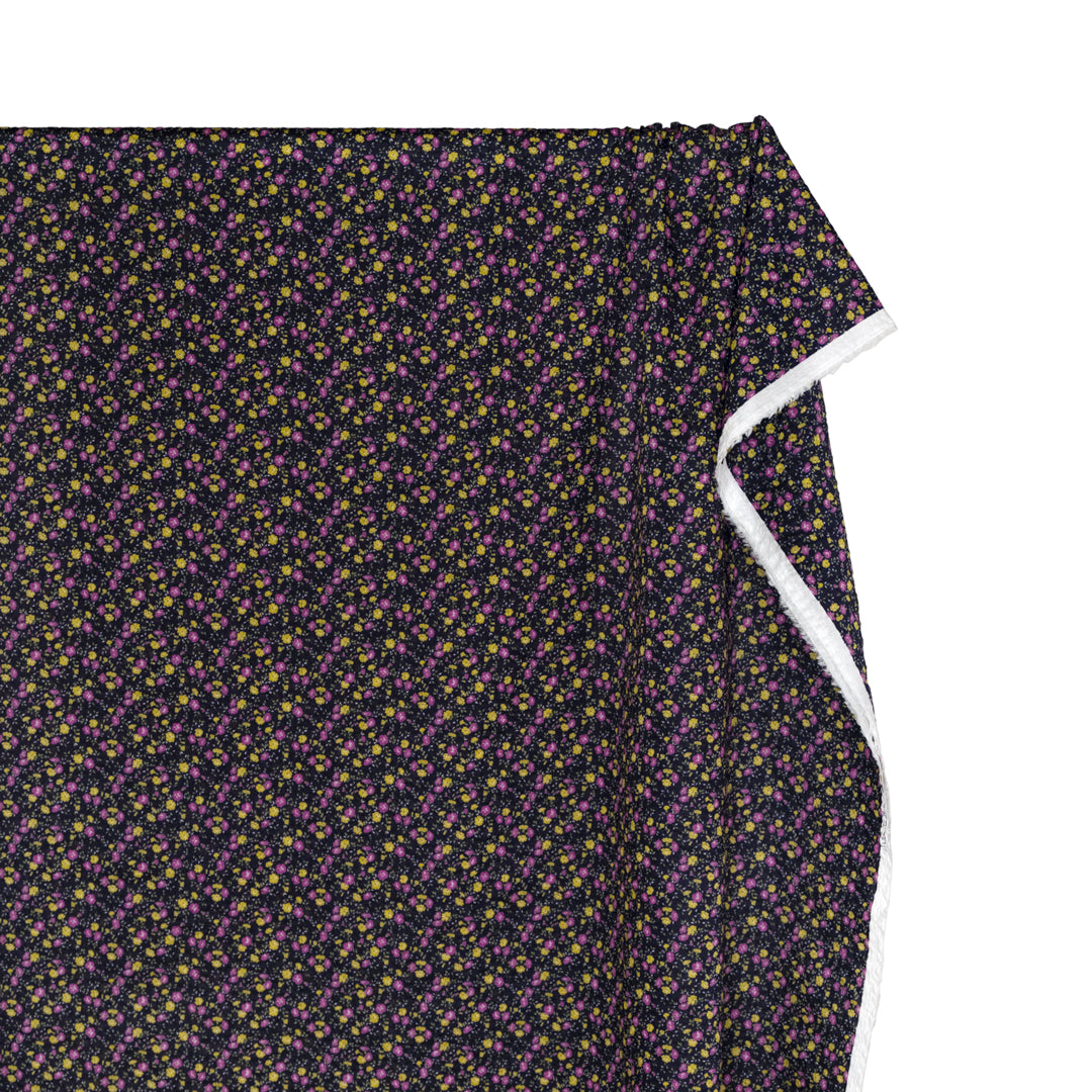 Prairie Floral Crinkle Cotton - Navy/Amaranth/Citron | Blackbird Fabrics