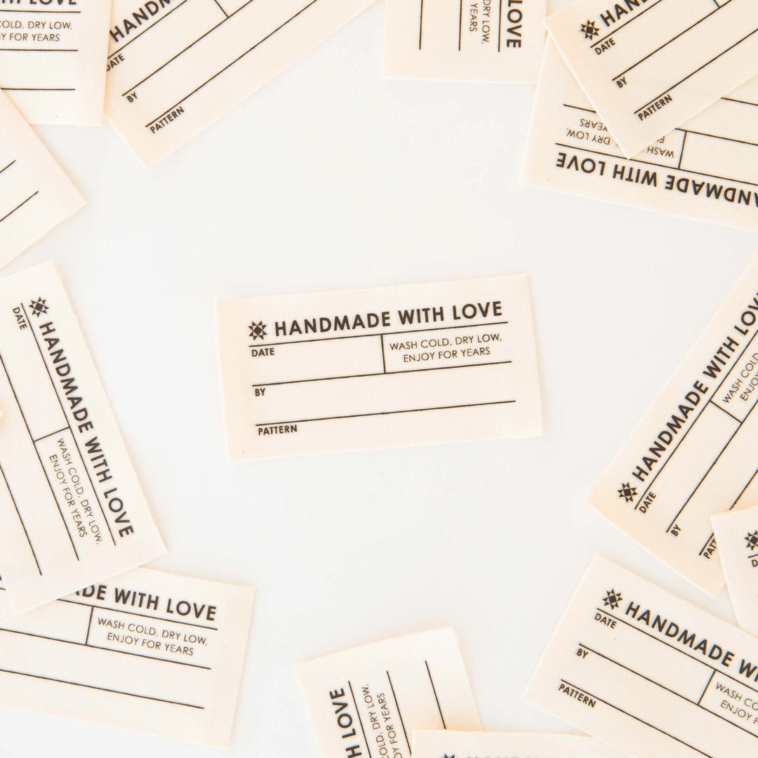 HANDMADE WITH LOVE WRITE-IN Organic Cotton Labels by Sarah Hearts | Blackbird Fabrics