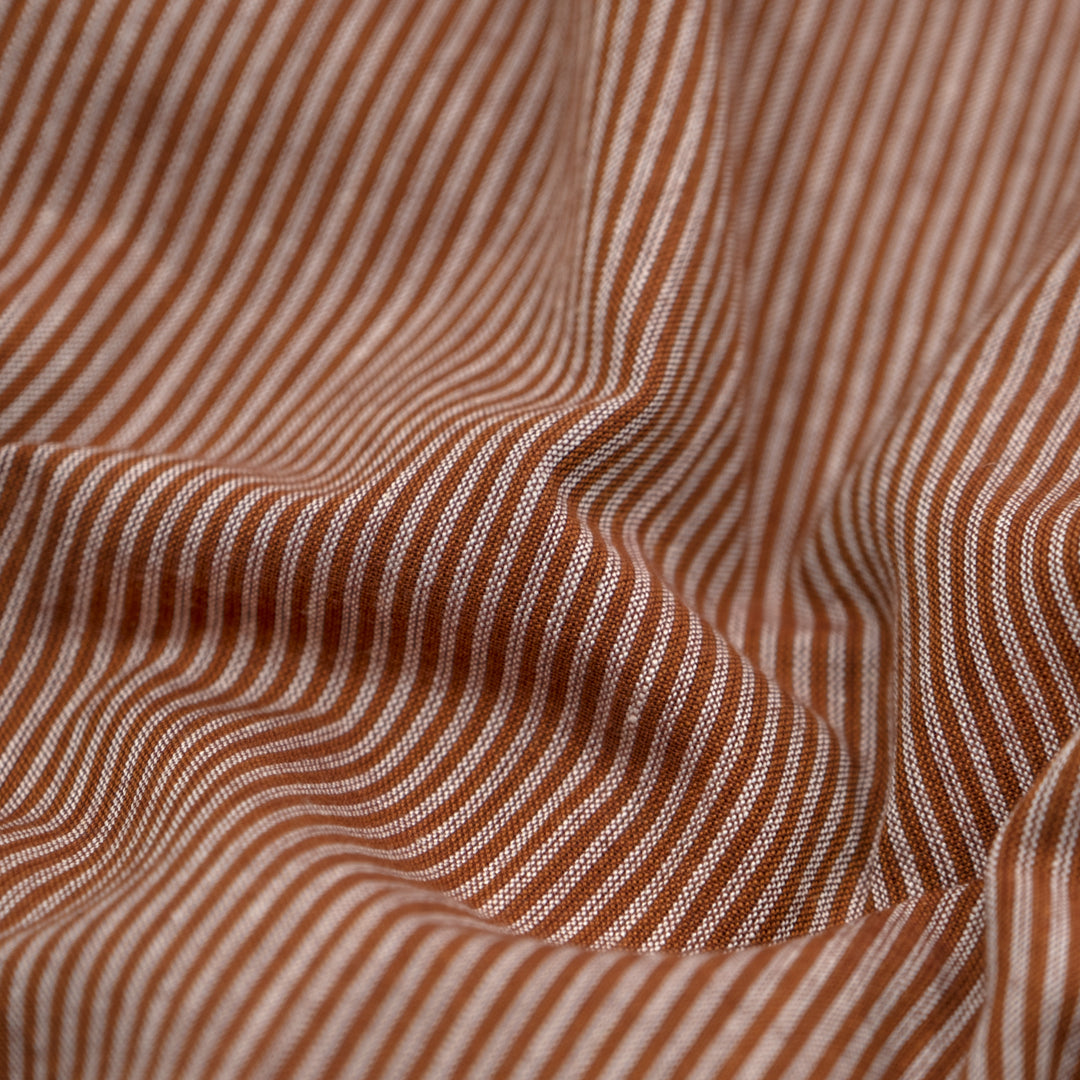 Striped Handwoven Cotton - Pecan/White | Blackbird Fabrics