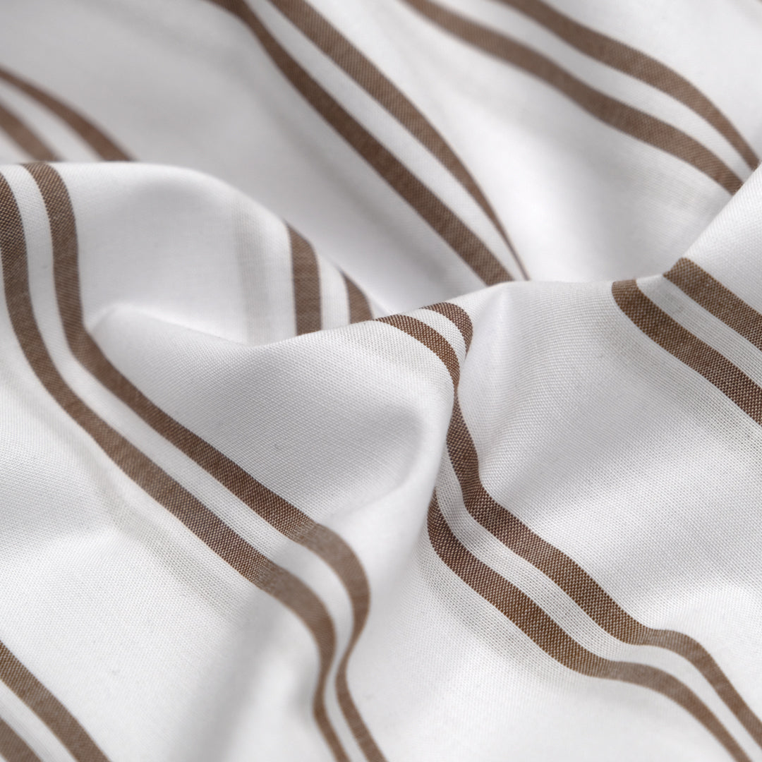 Tandem Stripe Cotton Shirting - Chocolate | Blackbird Fabrics