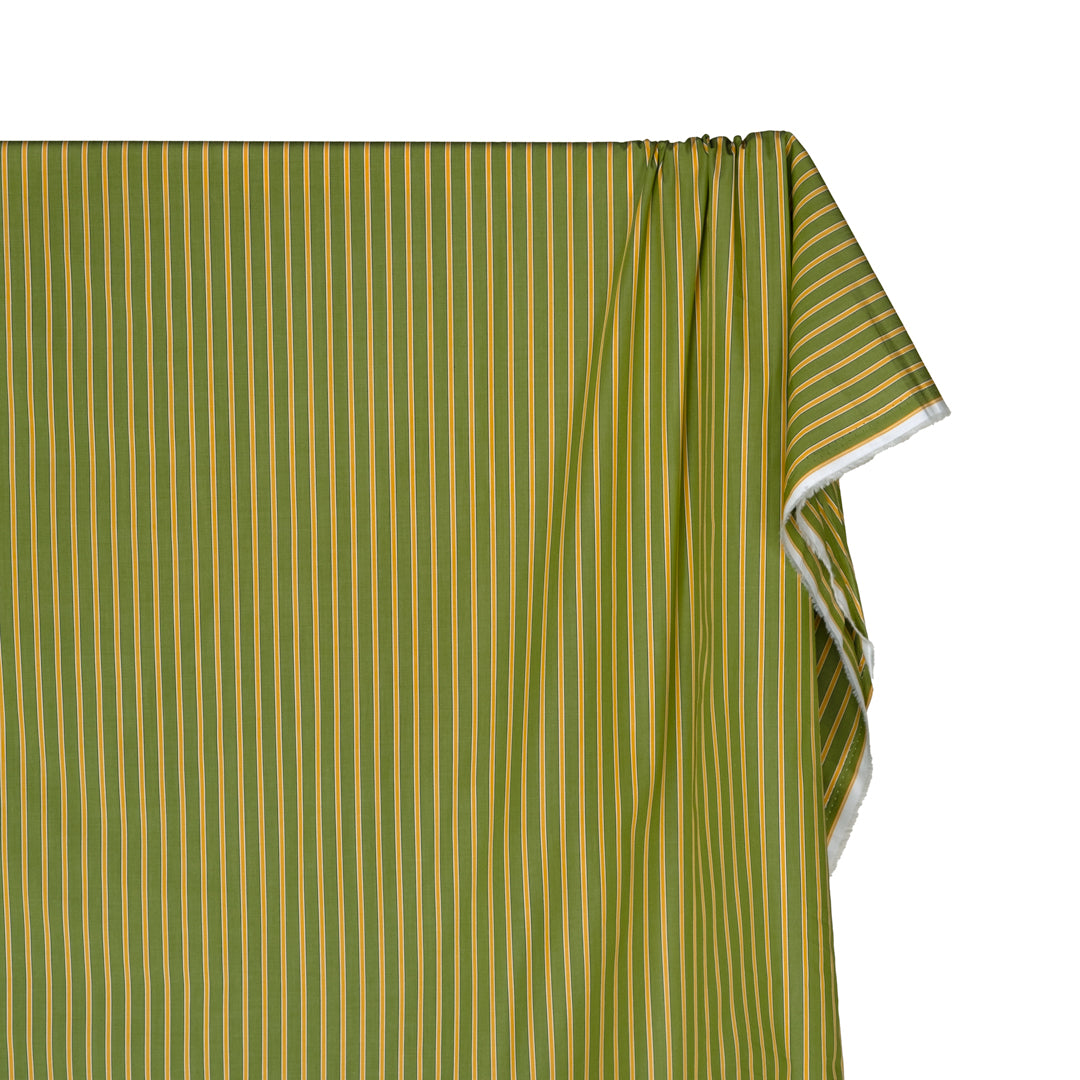 Teddy Stripe Cotton Shirting - Pickle/Marigold | Blackbird Fabrics