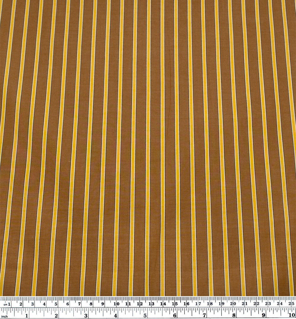 Teddy Stripe Cotton Shirting - Teak/Marigold | Blackbird Fabrics