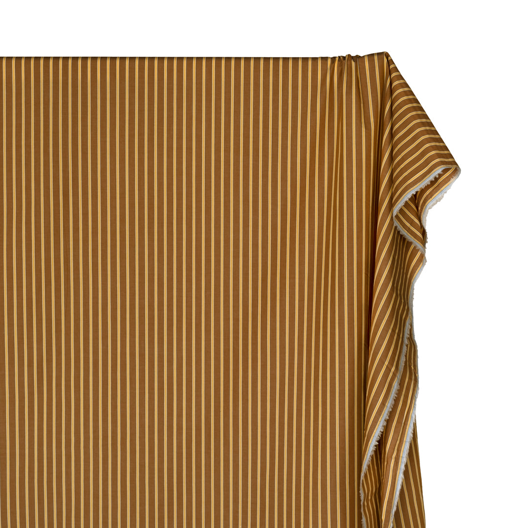 Teddy Stripe Cotton Shirting - Teak/Marigold | Blackbird Fabrics