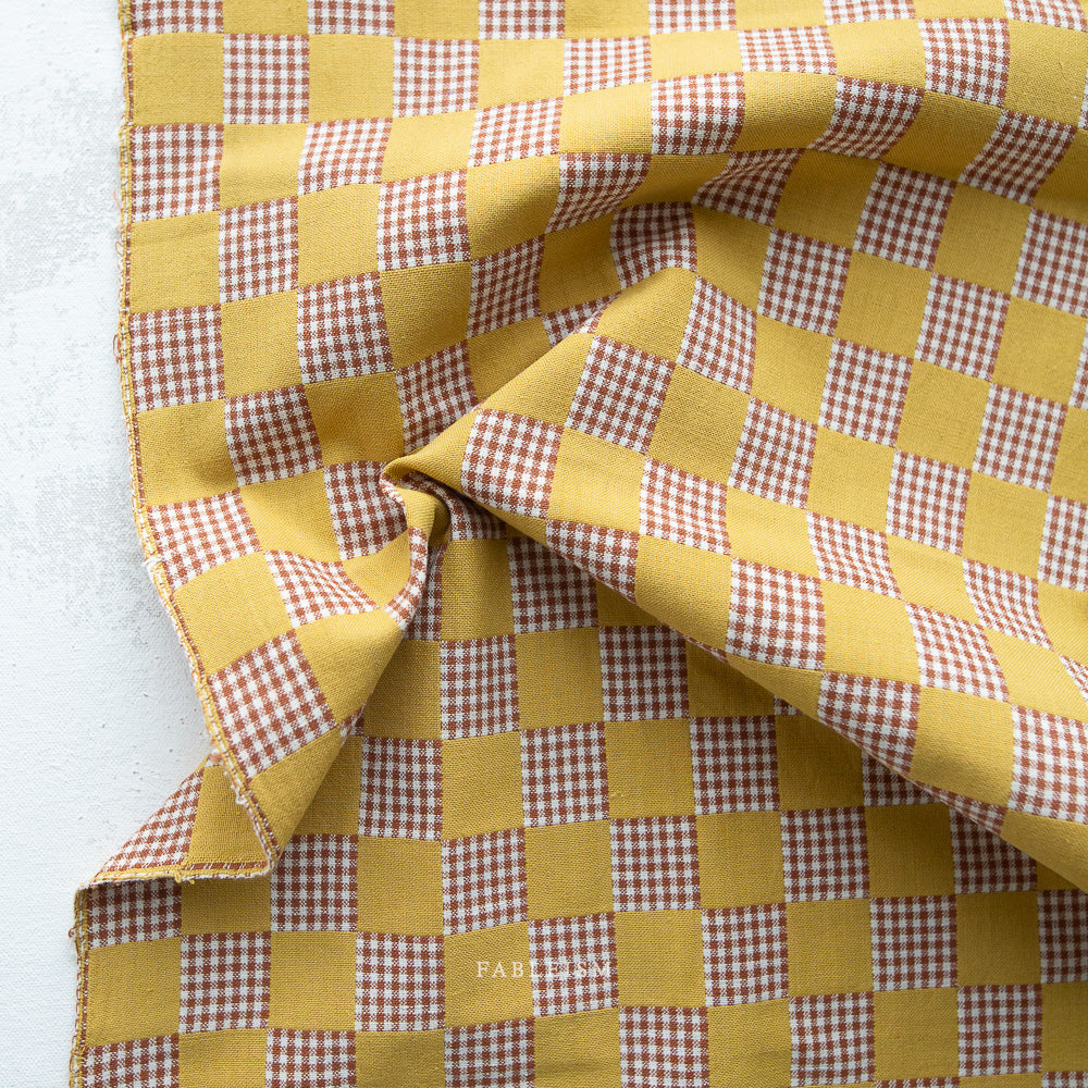 Fableism Checkers Cotton - Golden | Blackbird Fabrics