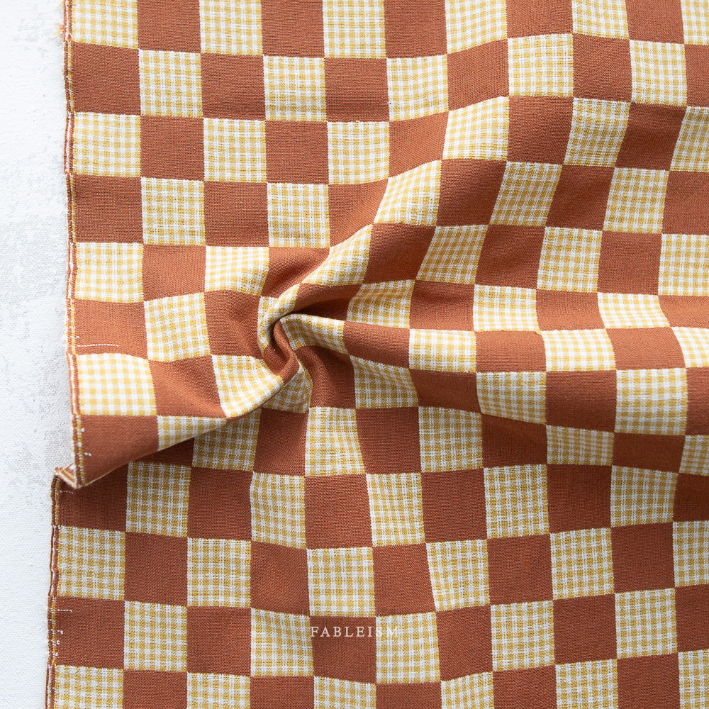 Fableism Checkers Cotton - Umber | Blackbird Fabrics