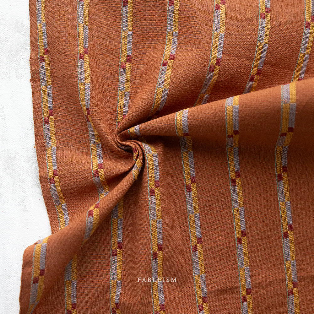 Fableism Track Stripe Cotton - Umber | Blackbird Fabrics