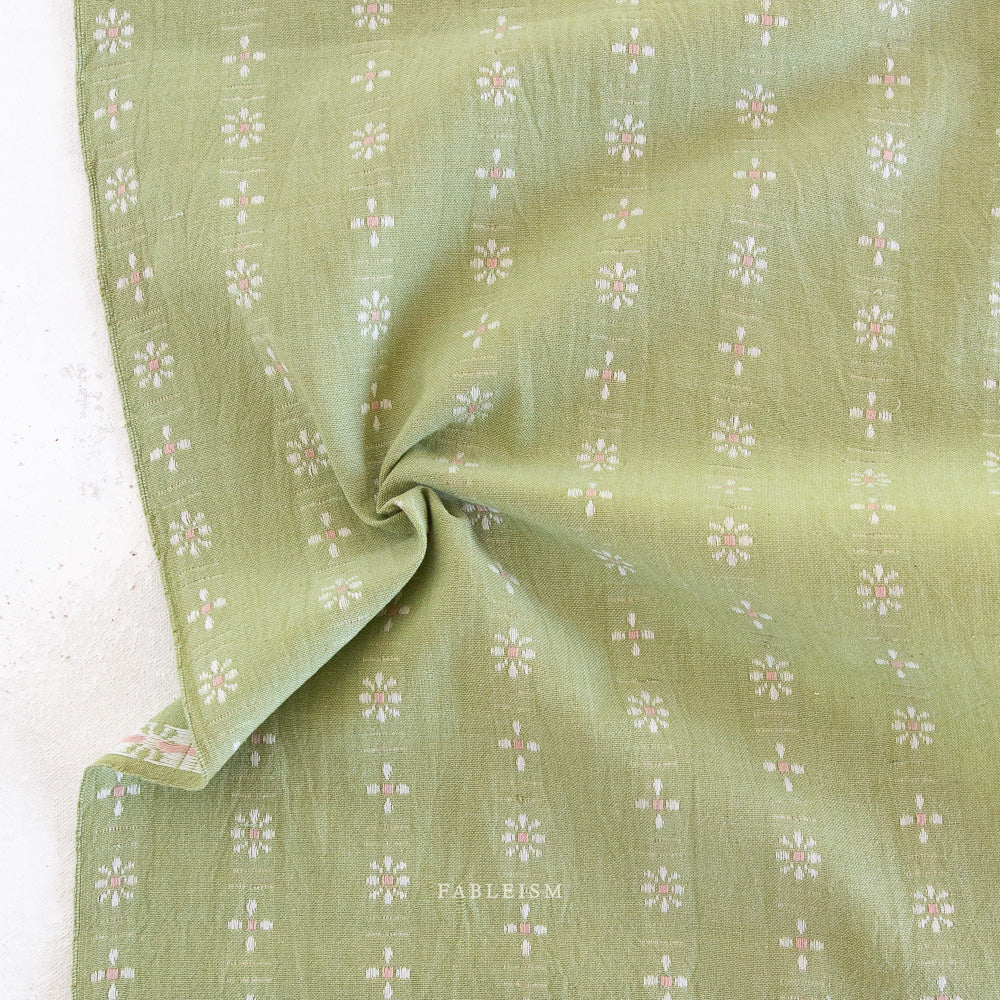 Fableism Forest Forage Daisies Cotton - Celadon | Blackbird Fabrics