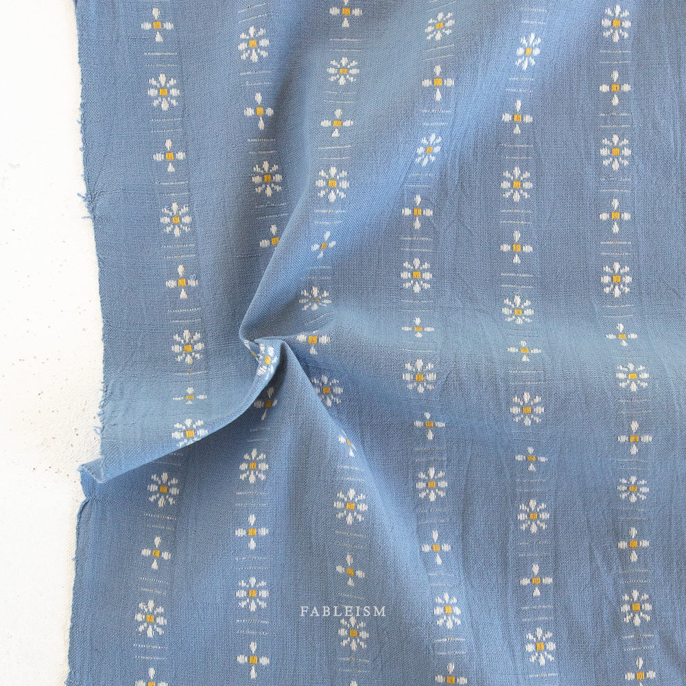 Fableism Forest Forage Daisies Cotton - Stone Blue | Blackbird Fabrics