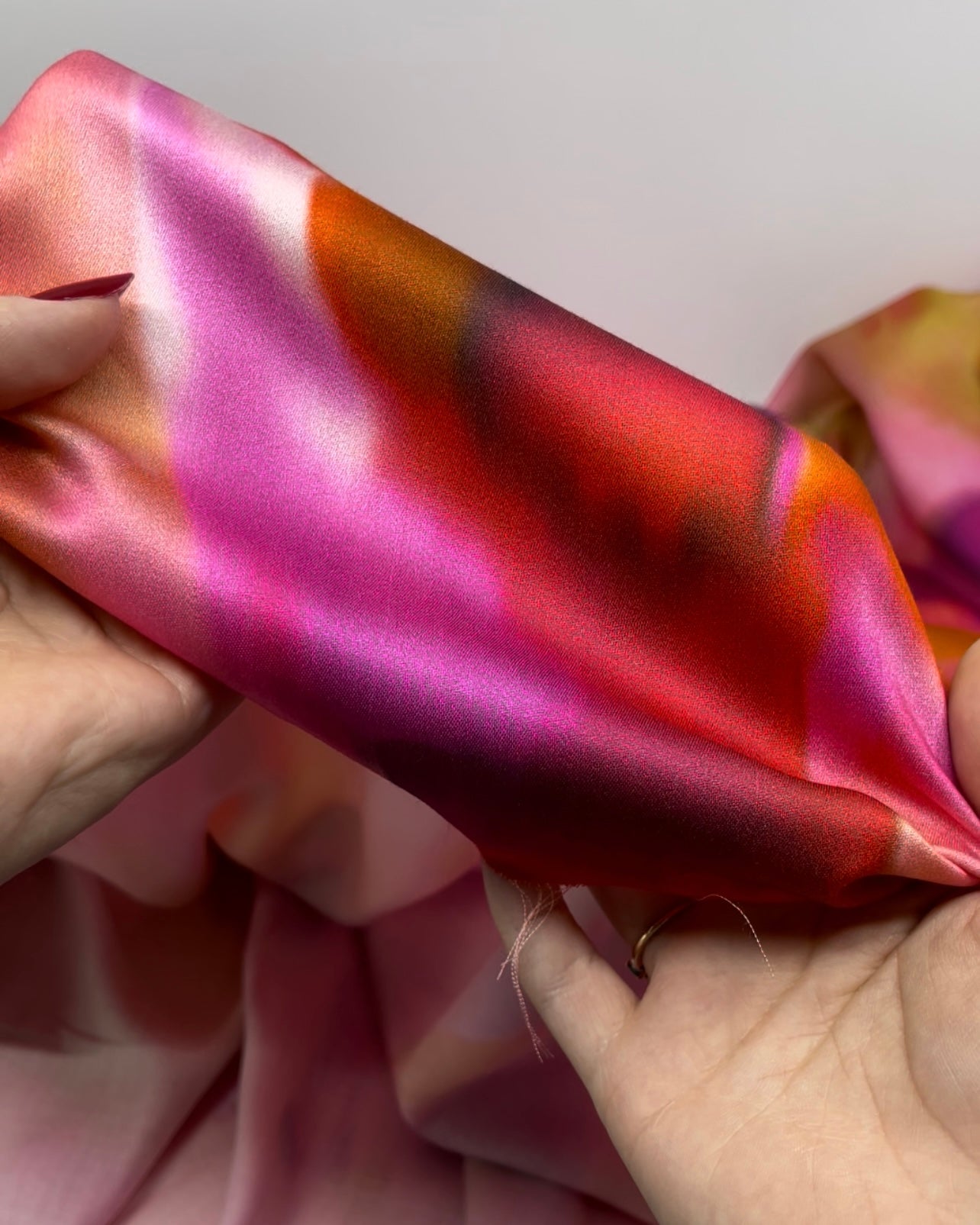 Deadstock Aurora Viscose Sateen - Electric Pink/Multi | Blackbird Fabrics