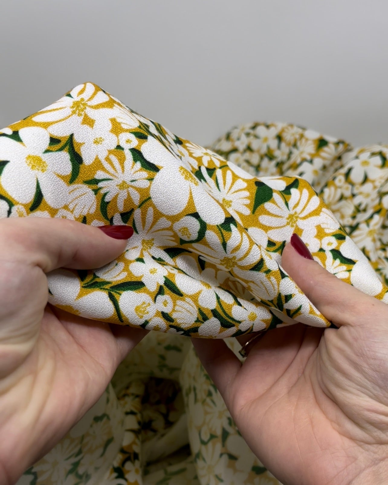 Deadstock Buttercup Viscose Crepe - Daffodil/White | Blackbird Fabrics