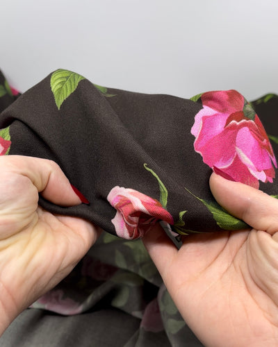 Deadstock Lover Viscose Twill - Espresso/Pink/Grass | Blackbird Fabrics