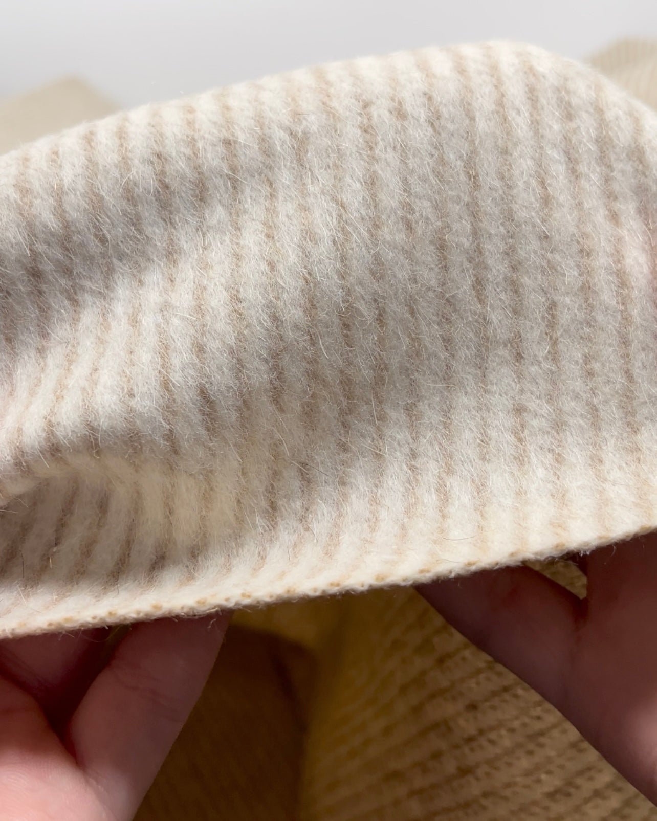 Deadstock Stripe Wool Blend Coating - Ivory/Biscuit | Blackbird Fabrics