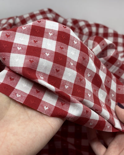 Fableism Dobby Hearts Gingham Cotton | Blackbird Fabrics