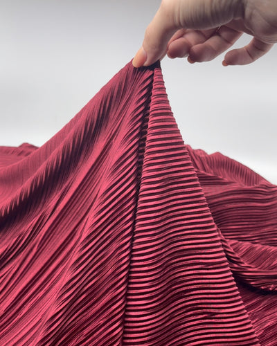 Deadstock Lustrous Satin Plissé - Cranberry | Blackbird Fabrics