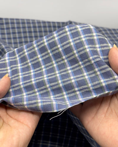 Mini Plaid Handwoven Cotton - Periwinkle/White | Blackbird Fabrics