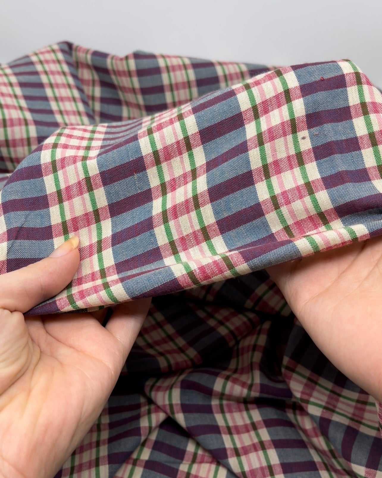 Plaid Handwoven Cotton - Cream/Ocean/Pink/Green | Blackbird Fabrics