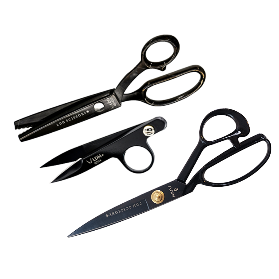LDH Fabric Shears, Midnight Edition, Rubber Handle, Multiple Sizes