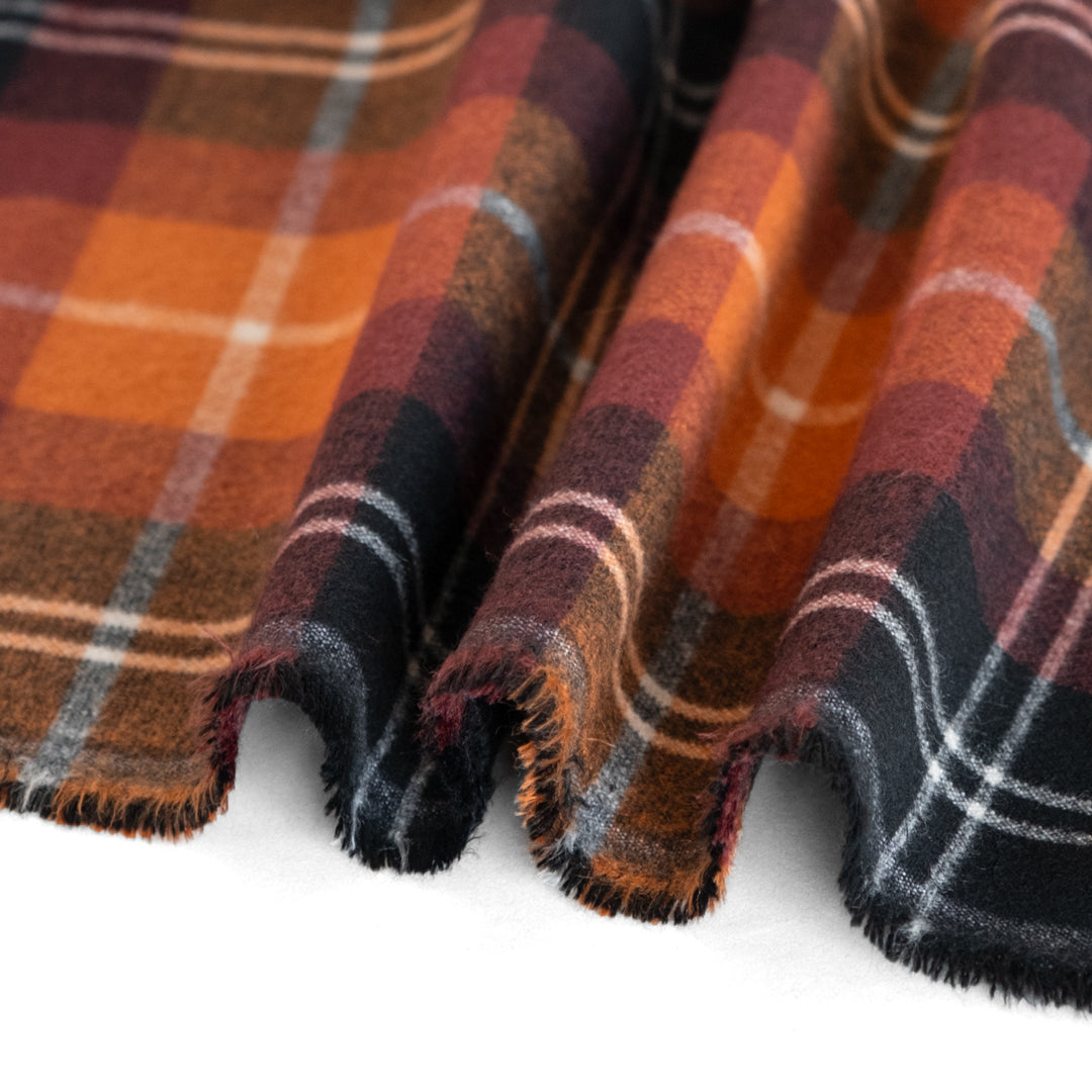 Plaid Brushed Double Faced Coating - Autumn Leaves