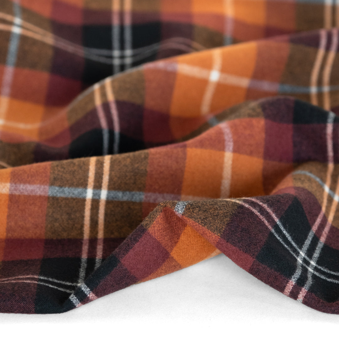 Plaid Brushed Double Faced Coating - Autumn Leaves