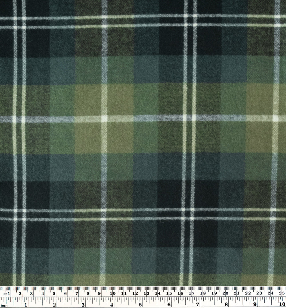 Plaid Brushed Double Faced Coating - Forest